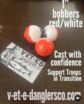 1" RED-White Bobbers